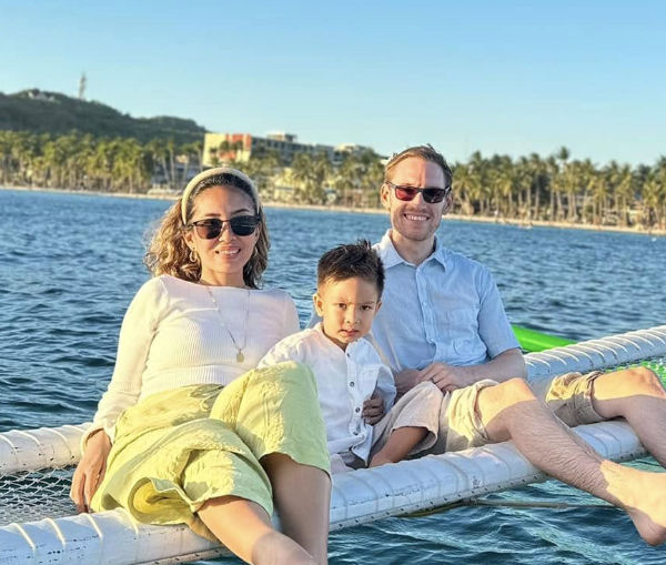 Joe, Jacob, and Mike, on a sunset sailing tour in Boracay.